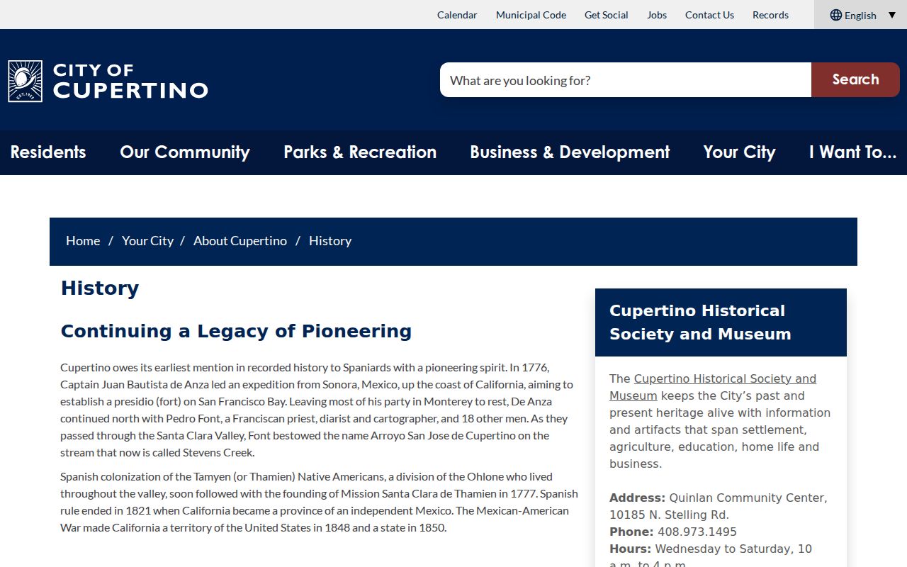 Cupertino city directory history and local record context