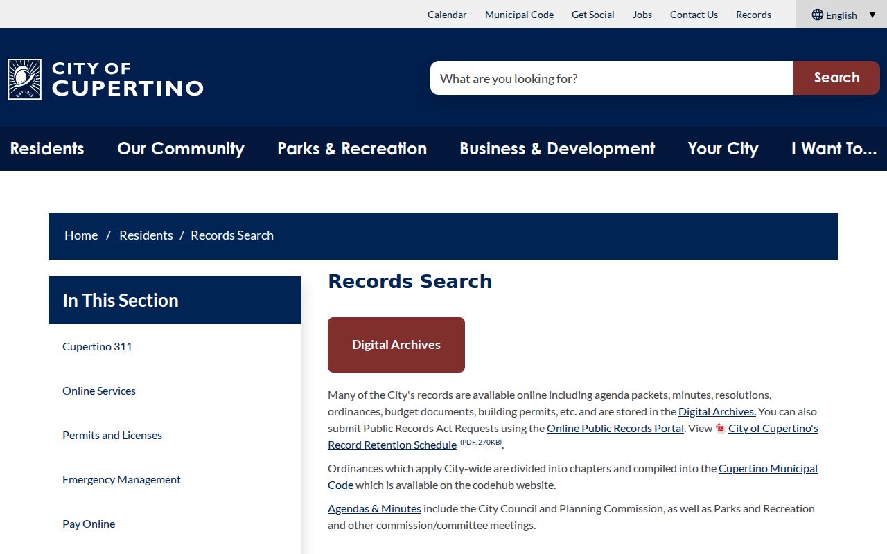 Cupertino residents directory city records search and request channels