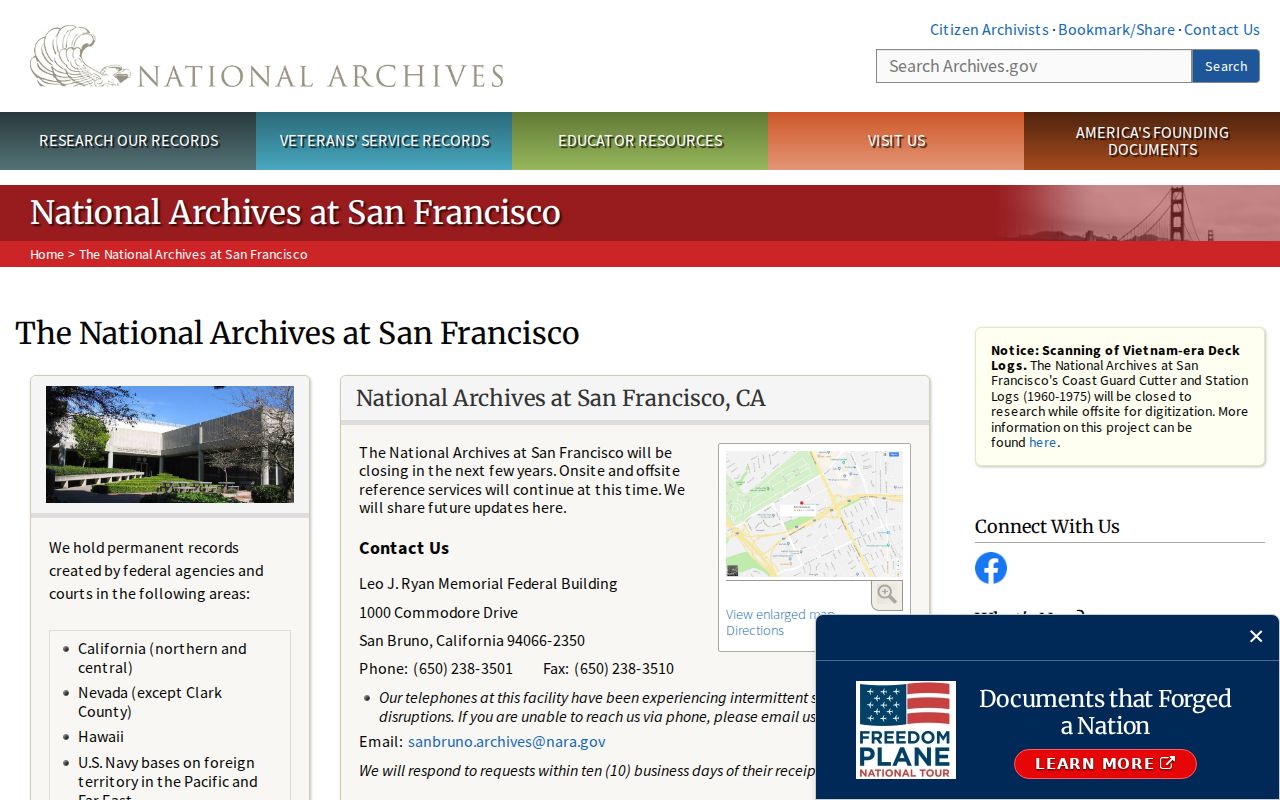 Cupertino previous residents National Archives San Francisco holdings